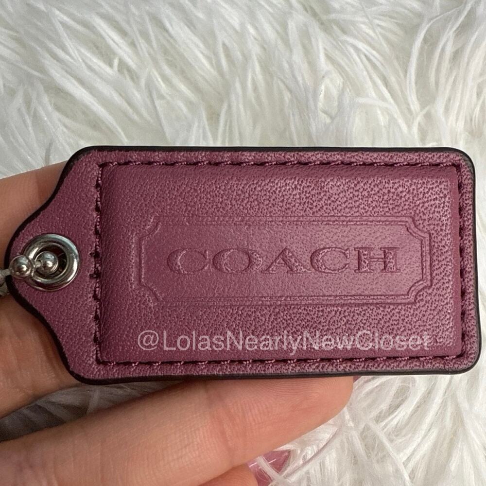 2" COACH Dusty Plum Fob Bag Charm Hang tag Hangtag